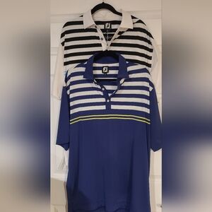 LOT 2 FootJoy Men Blue White Short Sleeve Golf Polo SZ XL